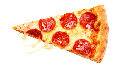 Classic Cheese and Pepperoni Pizza Slice Isolated on White Background