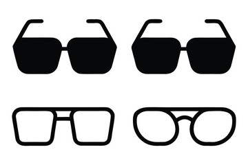 glasses vector icon, eyeglass sign, sunglasses sign and symbol