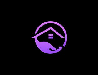 Abstract home and hand logo concept