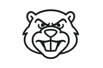 Angry beaver mascot head outline icon for sports teams