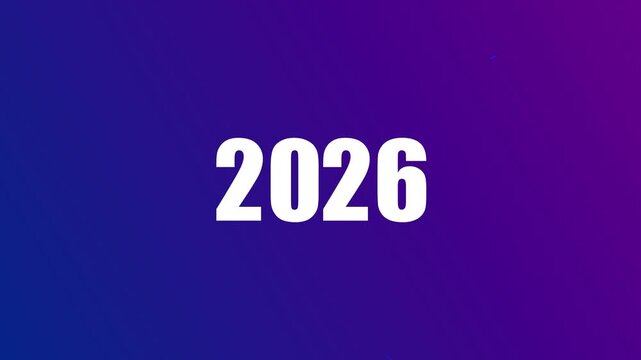 2025 to 2026 particle text splitting animation. progression time line animation of 2025 to 2026 years on a 4k background.