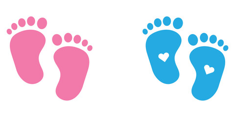 Baby Feet new born. Kids or baby feet and foot steps vector baby feet boy or girl sign. EPS 10