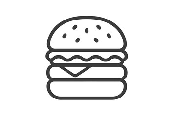 Outline icon of a classic cheeseburger with sesame seeds on bun