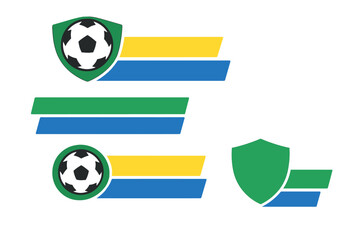 Fototapeta premium Soccer sport emblems featuring shield and banner elements in vibrant colors