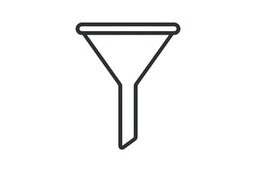 Minimalist black line icon depicting a laboratory funnel for pouring liquids
