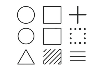 Basic geometric shapes and abstract line icons for modern design elements