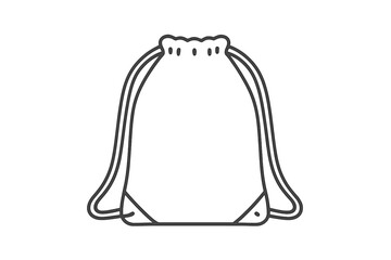 Fototapeta na wymiar Simple outline icon of a drawstring bag with shoulder straps