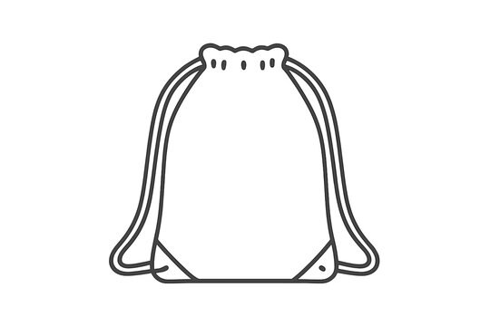 Simple outline icon of a drawstring bag with shoulder straps