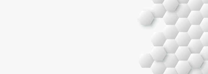 White abstract background with modern and futuristic embossed hexagon decoration. Honeycomb style background concept for banners, flyers, and websites. VOL. 3