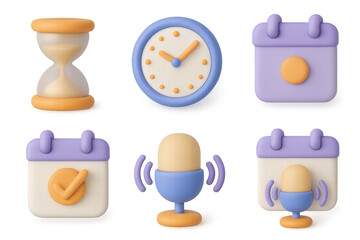 Colorful cartoon podcast icons for creative design and composition projects