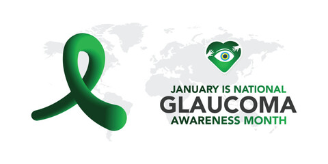 Glaucoma awareness month is observed every year in January, is a group of eye conditions that damage the optic nerve, the health of which is vital for good vision. Vector illustration	