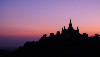 Mountain Temple Silhouette