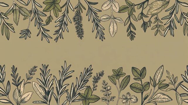 Seamless vintage floral background featuring elegant green leaves and retro spring flowers in a vector illustration pattern for nature-inspired textile wallpaper design