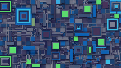 Modern abstract vibrant blue and green geometric shapes pattern for tech startups and innovative business solutions background, cool and dynamic design