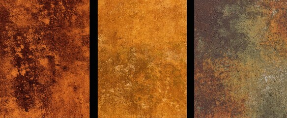 Rust texture overlays evoke warm rugged emotions through deep orange and brown hues.