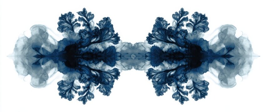 The symmetrical rorschach-like ink designs dance like twin shadows in a mirror.
