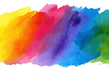 vibrant rainbow watercolor splash against a clean white background