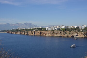 A cliff seaside in the center of Antalya, Turkey