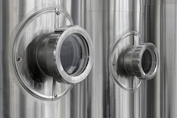 Cylindrical stainless steel water tanks