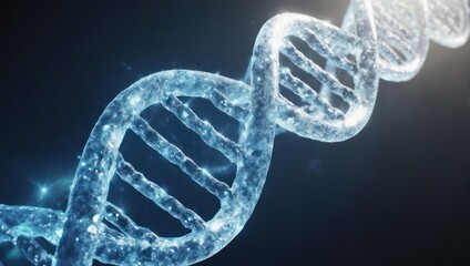 Abstract DNA Helix Structure on Dark Background, Science and Technology Concept.