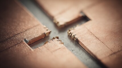 Closeup of a bimetallic strip showing precise metal bonding for accurate temperature control in thermostatic devices highlighting fine craftsmanship and material synergy