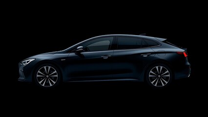 chassis. A sleek modern automobile is showcased in profile on a black background. mobility guides, transit brochures, designed for mobility and urban transit guides, used by operations managers.