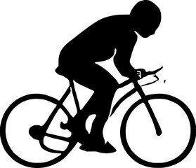 Focused Cyclist Silhouette on Road Bike.