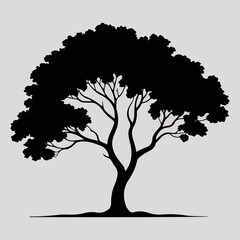 Oak tree silhouette isolated on white background tree logo vector icon