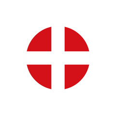 Fototapeta premium Red Circle with White Nordic Cross – Denmark Flag Icon, Scandinavian Symbol, National Identity Emblem, Minimalist Design, Cultural Heritage Graphic