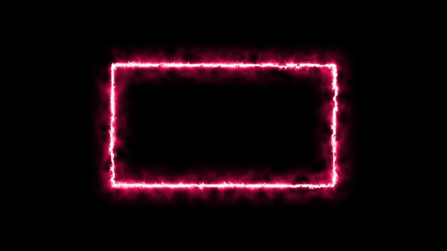 Abstract neon light rectangle frame and seamless loop pattern animation background. Gradient neon frames with smoke, led rectangular borders with mist effect, transparent glowing haze