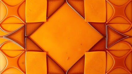 bakelite. Amber bakelite material with geometric patterns forming a retro design, abstract composition. product launch decks, UI/UX mockups, designed for product launches and innovation pitches.