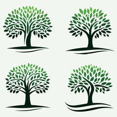 Tree with green leaves vector on whitebackground