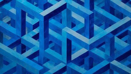 Fototapeta premium Detailed Arrangement of Hollow Blue Metal Structures in Abstract Design