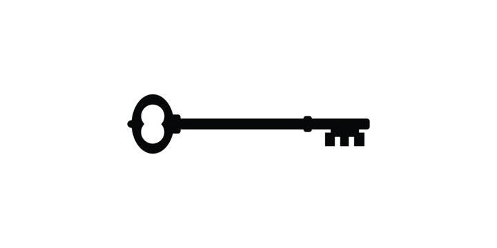 Old door key vector icon illustration isolated on white background