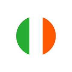 Green white orange circular Irish flag icon, stylized tricolor symbol of Ireland&rsquo;s national pride, culture, heritage, unity, and international identity