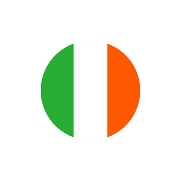 Green white orange circular Irish flag icon, stylized tricolor symbol of Ireland&rsquo;s national pride, culture, heritage, unity, and international identity