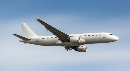 Passenger airplane takes off gracefully in the blue sky during the day