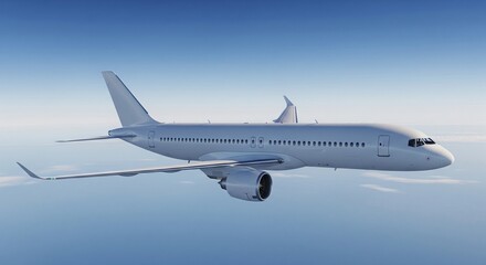 Passenger Airplane Flying in Blue Sky, Commercial Aviation Design Element