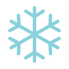 Minimal blue snowflake icon with clean geometric lines on a white background, ideal for winter, cold weather, refrigeration, or seasonal design themes.