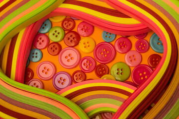 colorful easter eggs on green background