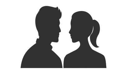 Silhouette couple facing each other in profile view