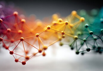  Close-Up of Colorful Network Structure Depicting Connection, Science, Technology, and Innovation.