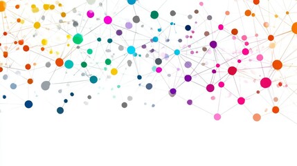  Illustrative Depiction of Interconnectedness with Colorful Dots and Lines on White Background.