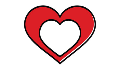 Red heart outline with inner heart shape on white background