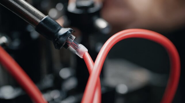 Side medium shot showcasing the final sealing process as heat shrink tubing conforms snugly ensuring waterproof protection on a wire joint.
