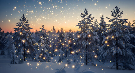 Fototapeta premium snow covered trees'winter landscape with snow'autumn in the forest'winter landscape with snow and trees'autumn leaves on a wooden fence