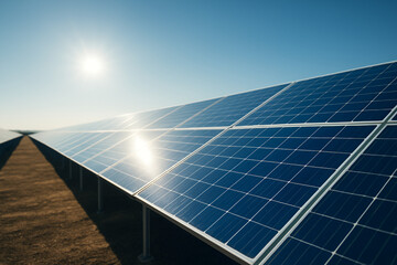 Close-Up View of Solar Panels Under Bright Sunlight