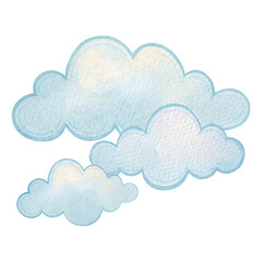 Watercolor soft blue clouds clipart set