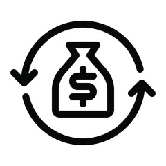 Outline cash flow icon for finance, income, expense, and liquidity movement.
