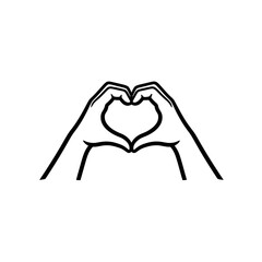 Continuous line two hands forming heart shape vector illustration